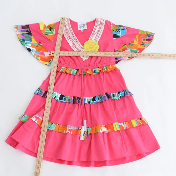 Alden Adair Begonia Lace Pink Floral Sabrina Tropical Summer  Mini Dress XS NWT - Picture 4 of 11